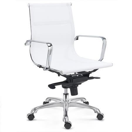 Bureaustoel Domi, middelhoge Rugleuning, Verchroomd metalen Frame, mesh, Wit