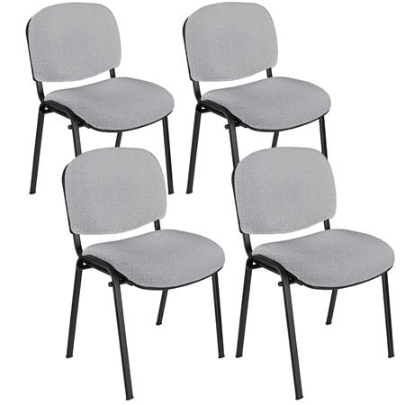 Vergaderstoel MOBY BASE, Comfortabel en Praktisch, Scherp Geprijsd, Kleur Grijs en Zwarte Poten Set Van 4
