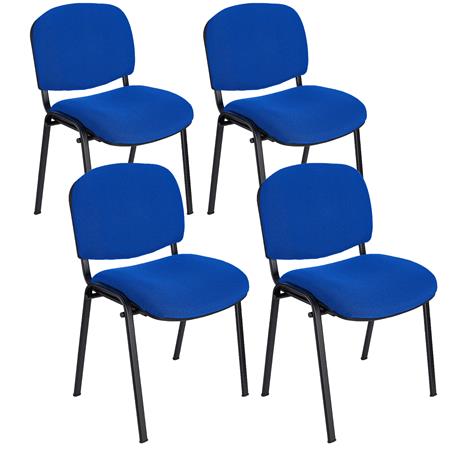 Vergaderstoel MOBY BASE, Comfortabel en Praktisch, Scherp Geprijsd, Kleur Blauw en Zwarte Poten Set Van 4