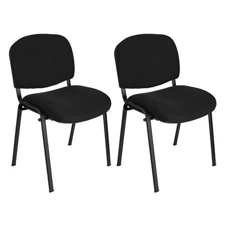 Vergaderstoel MOBY BASE, Comfortabel en Praktisch, Scherp Geprijsd, Kleur Zwart en Zwarte Poten Set Van 2