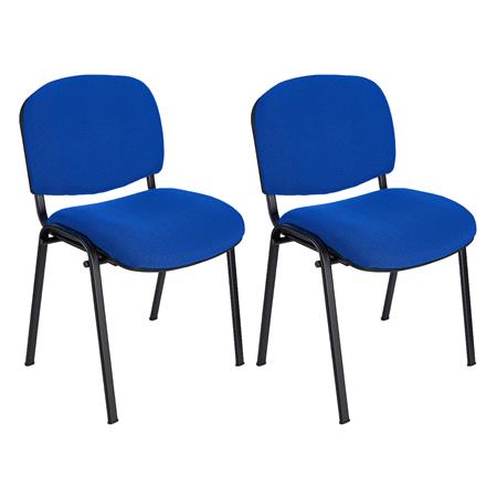 Vergaderstoel MOBY BASE, Comfortabel en Praktisch, Scherp Geprijsd, Kleur Blauw en Zwarte Poten Set Van 2
