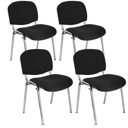 Vergaderstoel MOBY BASE, Comfortabel en Praktisch, Scherp Geprijsd, Kleur Zwart en Verchroomde Poten Set Van 4
