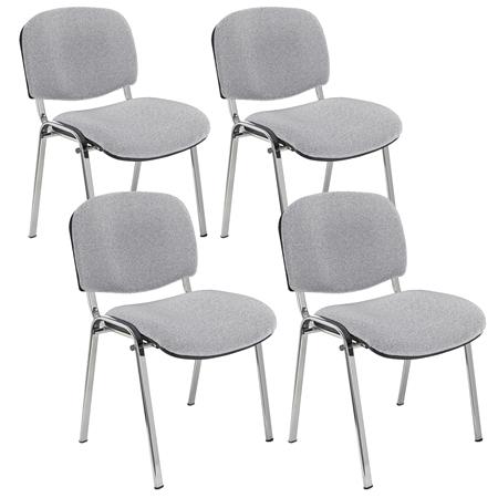 Vergaderstoel MOBY BASE, Comfortabel en Praktisch, Scherp Geprijsd, Kleur Grijs en Verchroomde Poten Set Van 4