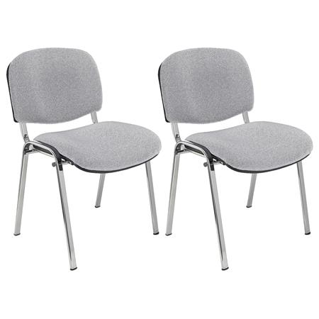 Vergaderstoel MOBY BASE, Comfortabel en Praktisch, Scherp Geprijsd, Kleur Grijs en Verchroomde Poten Set Van 2