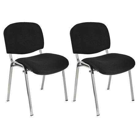 Vergaderstoel MOBY BASE, Comfortabel en Praktisch, Scherp Geprijsd, Kleur Zwart en Verchroomde Poten Set Van 2