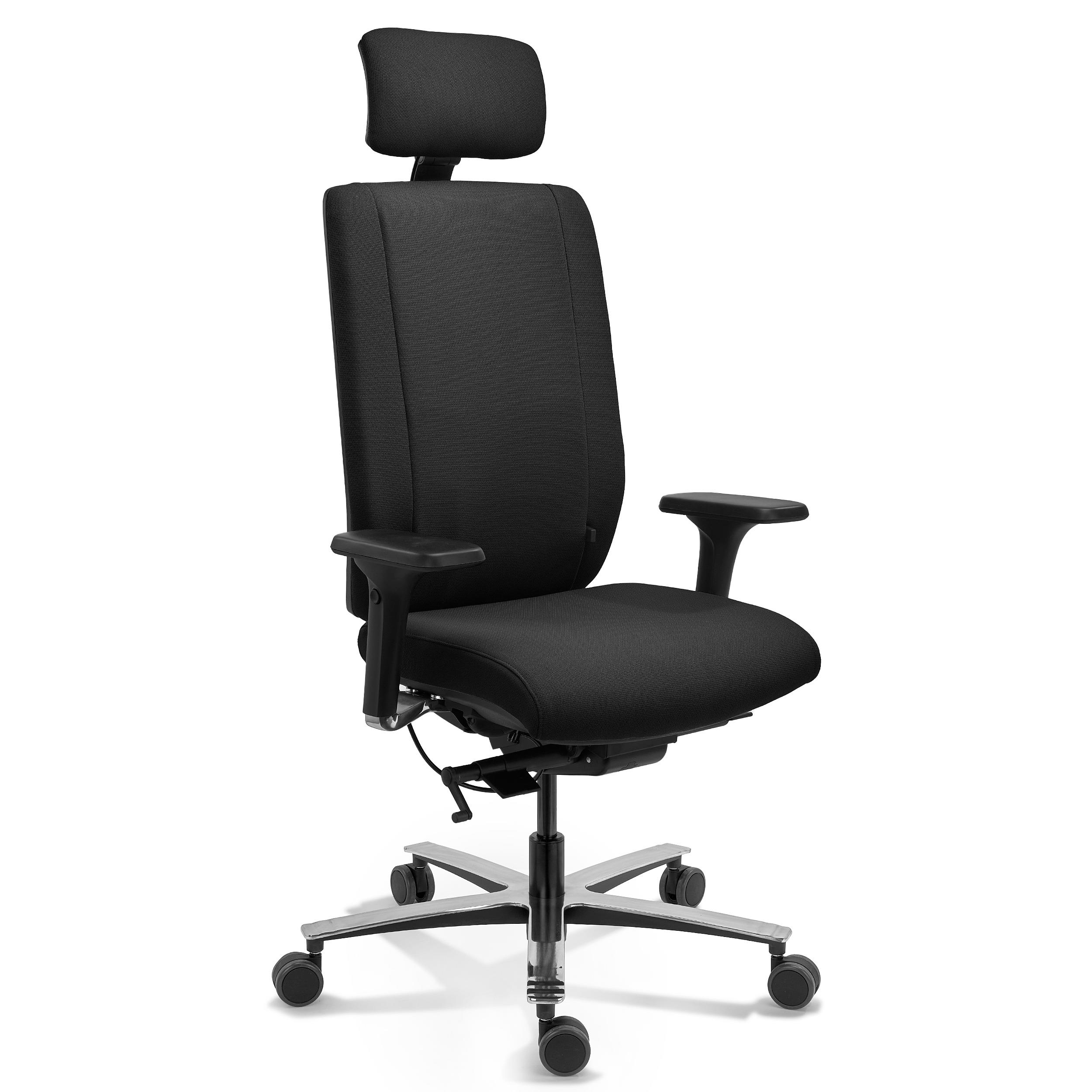 Ergonomische Bureaustoel KRONOS, 24 Uur Gebruik, Maximaal Comfort en Duurzaamheid, Zwarte stof