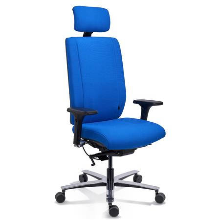 Ergonomische Bureaustoel KRONOS, 24 Uur Gebruik, Maximaal Comfort en Duurzaamheid, Blauwe stof
