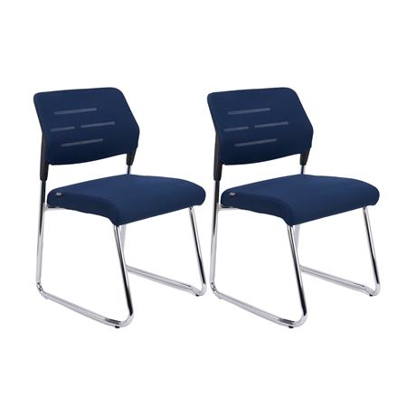 Set van 2 FOSTER Bezoekersstoelen, Stevig en Comfortabel, Ademend Gaas, Blauw