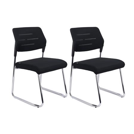Set van 2 FOSTER Bezoekersstoelen, Stevig en Comfortabel, Ademend Gaas, Zwart
