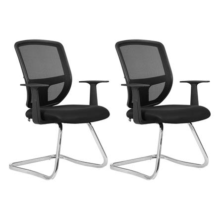 Set van 2 Ergonomische Vergaderstoel DINAMIC V, Sledeframe, Metalen Onderstel, zwart