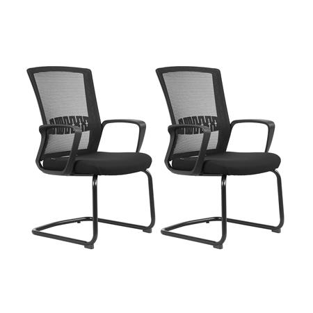 Set van 2 Ergonomische Vergaderstoel IBIZA V, Comfortabel en Resistent, Lendensteun, Zwart