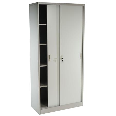 Metalen archiefkast OLSEN 2 SCHUIFDEUREN, 180x85x40cm,in Staal, Kleur Beige