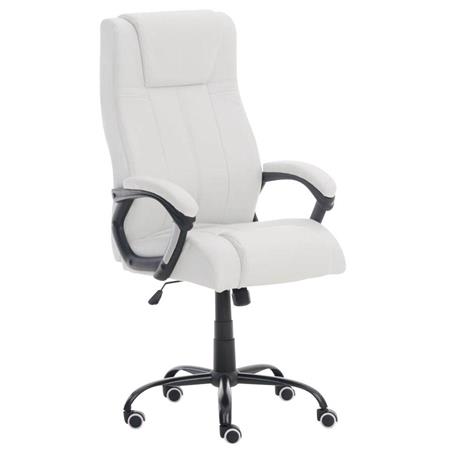 Directiestoel CONDOR, Uitstekende Vulling, Zeer Stevig, Wit Lederen Bekleding