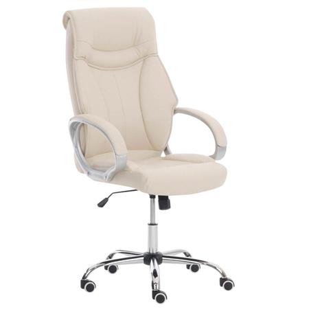 Bureaustoel KIMI, Grote Ergonomische Rugleuning met Dubbele Vulling, in Beige Leder