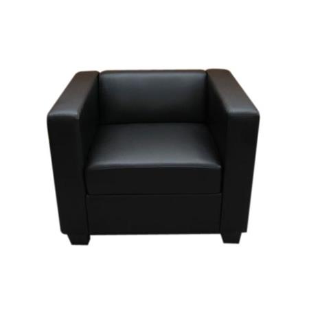Fauteuil BASIL, Elegant Ontwerp, Groot Zitcomfort, in Leder, Kleur Zwart