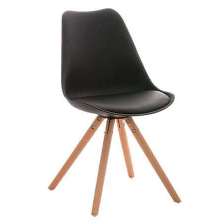 Design Vergaderstoel ALMA Zeer Exclusief, Frame in Natuurlijk Hout en Zwart Leder