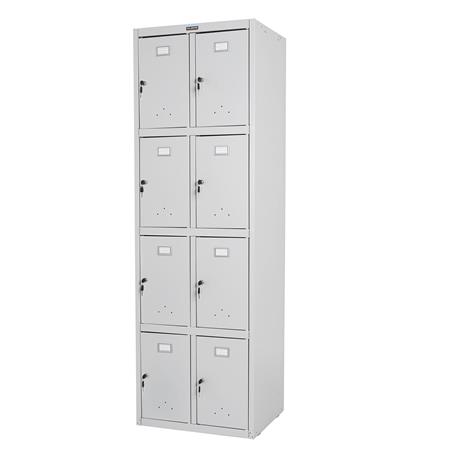 Lockerkast BERIT 8 DEURTJES, 183x58x50 cm, van Staal, Kleur Lichtgrijs