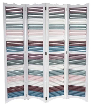 Scheidingswand 4 panelen HAROLD, 170x160x2cm, Witte Houten Structuur, en multikleur