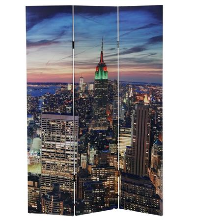 Scheidingswand met 3 panelen LED CITY, 180x120x2,5cm, Zeer Praktisch, Houten frame