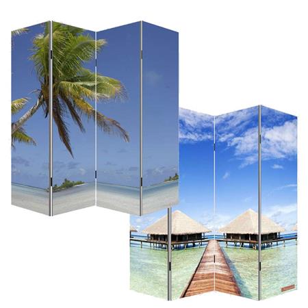 Scheidingswand 4 Panelen VINTAGE BORA BORA, 180x160x2,5cm, Houten Structuur