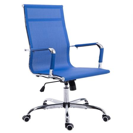 Bureaustoel ITALICA, Metalen Frame, Prachtig Ontwerp, met Ademend Mesh, Kleur Blauw
