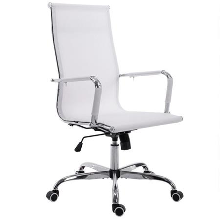 Bureaustoel ITALICA, Metalen Frame, Prachtig Ontwerp, met Ademend Mesh, Kleur Wit