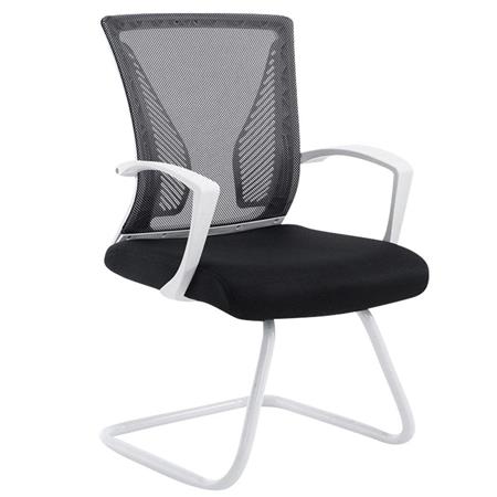 Vergaderstoel CUBA WHITE V,  Metalen Onderstel, van Ademend Mesh in de Kleur Zwart
