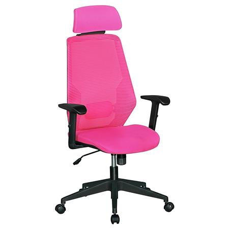 Ergonomische Bureaustoel ERIKA, Lendensteun, Verstelbare Armleuningen, Ademend Mesh Kleur Roze