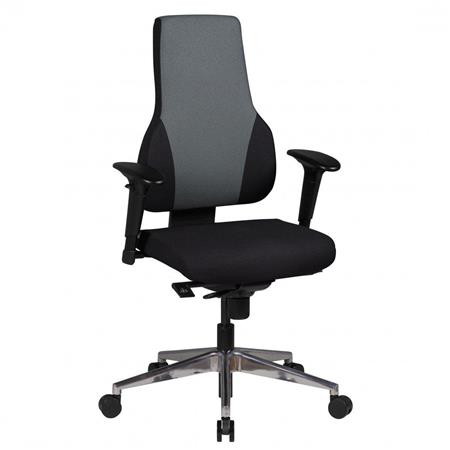 Ergonomische Bureaustoel ULISES, Volledig Verstelbaar, Dikke Vulling, Zwart-Grijs Stoffen Bekleding