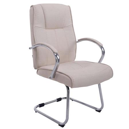 Vergaderstoel BORAU STOF met Metalen Frame, Armleuningen, Beige Bekleding