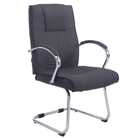 Vergaderstoel BORAU STOF met Metalen Frame, Armleuningen, Donkergrijze Bekleding