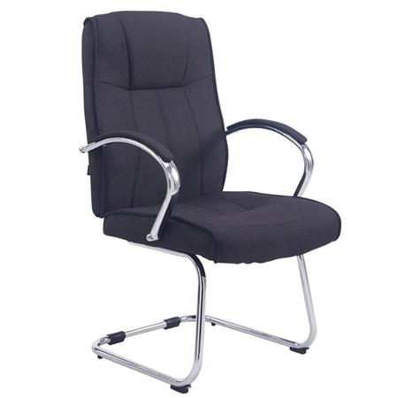 Vergaderstoel BORAU STOF met Metalen Frame, Armleuningen, Zwarte Bekleding
