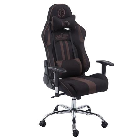 Gamingstoel LOGAN, Kantelbare Rugleuning, Inclusief Kussens, Metalen Onderstel, Stoffen Bekleding in Zwart/Bruin