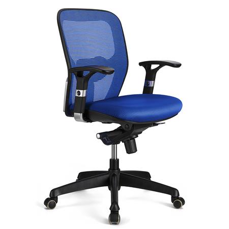 Ergonomische Bureaustoel FELIX, Verstelbare Lendensteun, Gebruik 8h, Blauw