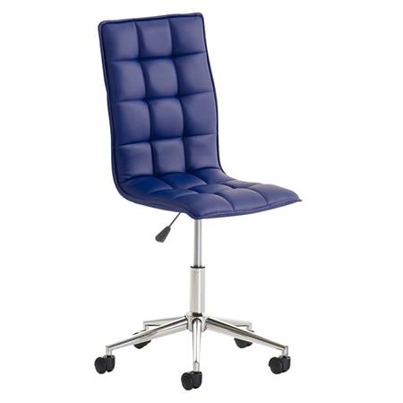 Bureaustoel BULGARI, In Hoogte Verstelbaar, Metalen Onderstel, in Blauw Leder
