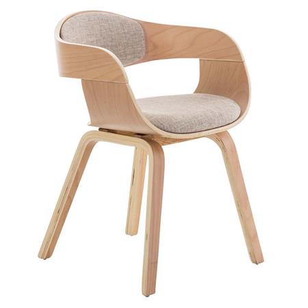 Vergaderstoel BHUTAN Exclusief Ontwerp, Houten Structuur Kleur Beukenhout en Beige Stof