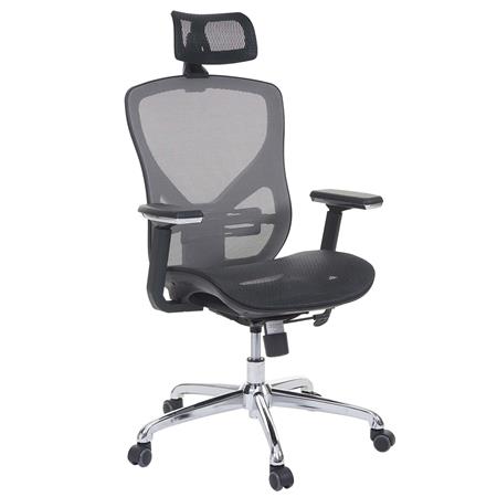 Ergonomische Bureaustoel LAMBI, Volledig Verstelbaar,  Lendensteun, Kleur Zwart/Grijs