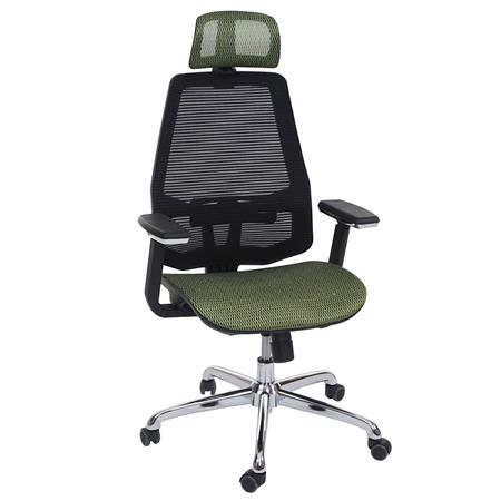 Ergonomische Bureaustoel BREND, Lendensteun, Gebruik 8h, Ademende Mesh, Groen en Zwart