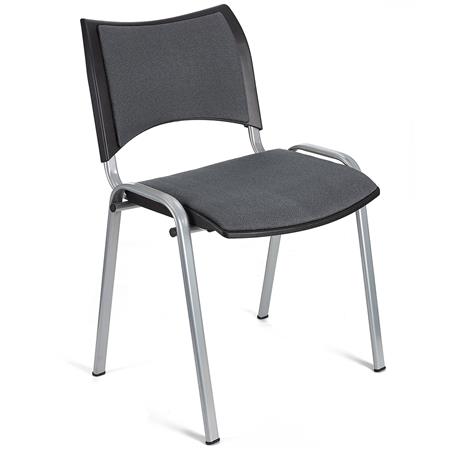 Vergaderstoel ROMEL, Comfortabele Zitting, Stapelbaar, Grijze Poten, Grijs Stoffen Bekleding