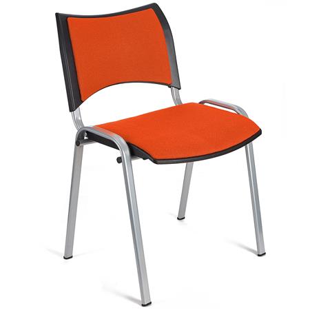 Vergaderstoel ROMEL, Comfortabele Zitting, Stapelbaar, Grijze Poten, Oranje Stoffen Bekleding