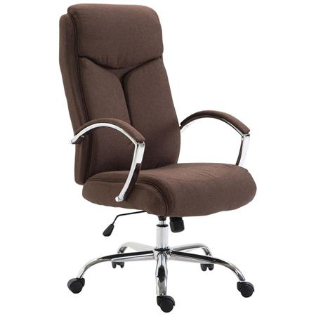Bureaustoel BAUDY, Dikke Vulling, Metalen Onderstel, Stoffen Bekleding, Bruin