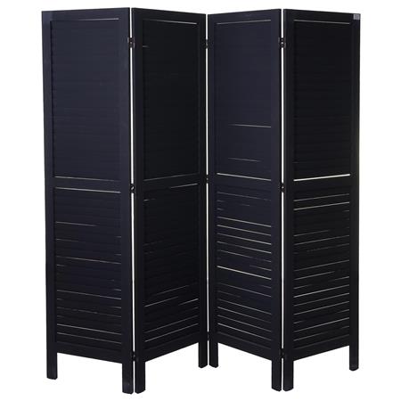 Scheidingswand met 4 panelen LEO, 182x170x2cm, Vintagestijl, In Donkergrijs Hout