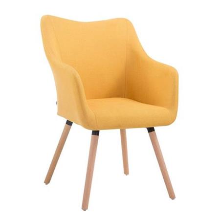 Bezoekersstoel GREG STOF, Modern Ontwerp, Beukenkleurige Poten, Geel