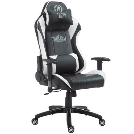 Gamingstoel LOGAN PRO, Kantelbare Rugleuning, Cervicale en Lumale Kussens, In Zwart/Wit
