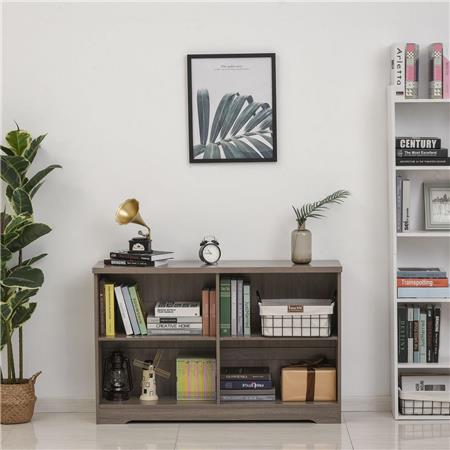 Boekenkast DALLAS, 4 Verstelbare Vakken, 119,5x29,5x76,5 cm, Bruin Hout