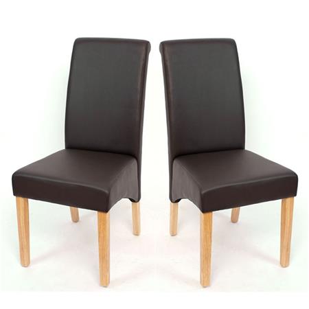 SET van 2 Eetkamerstoelen M37, Bekleed met Donkerbruin Leder en Lichthouten Poten