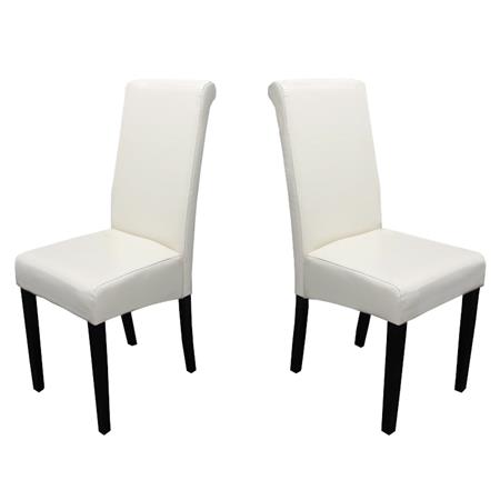 Set van 2 Eetkamerstoelen NOVARA II, in Beige Echt Leder, Donkerhouten Poten